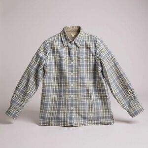 LL Bean Shirt Women XSmall Blue Flannel Sherpa Fleece Lined Snap Up Hike Shacket